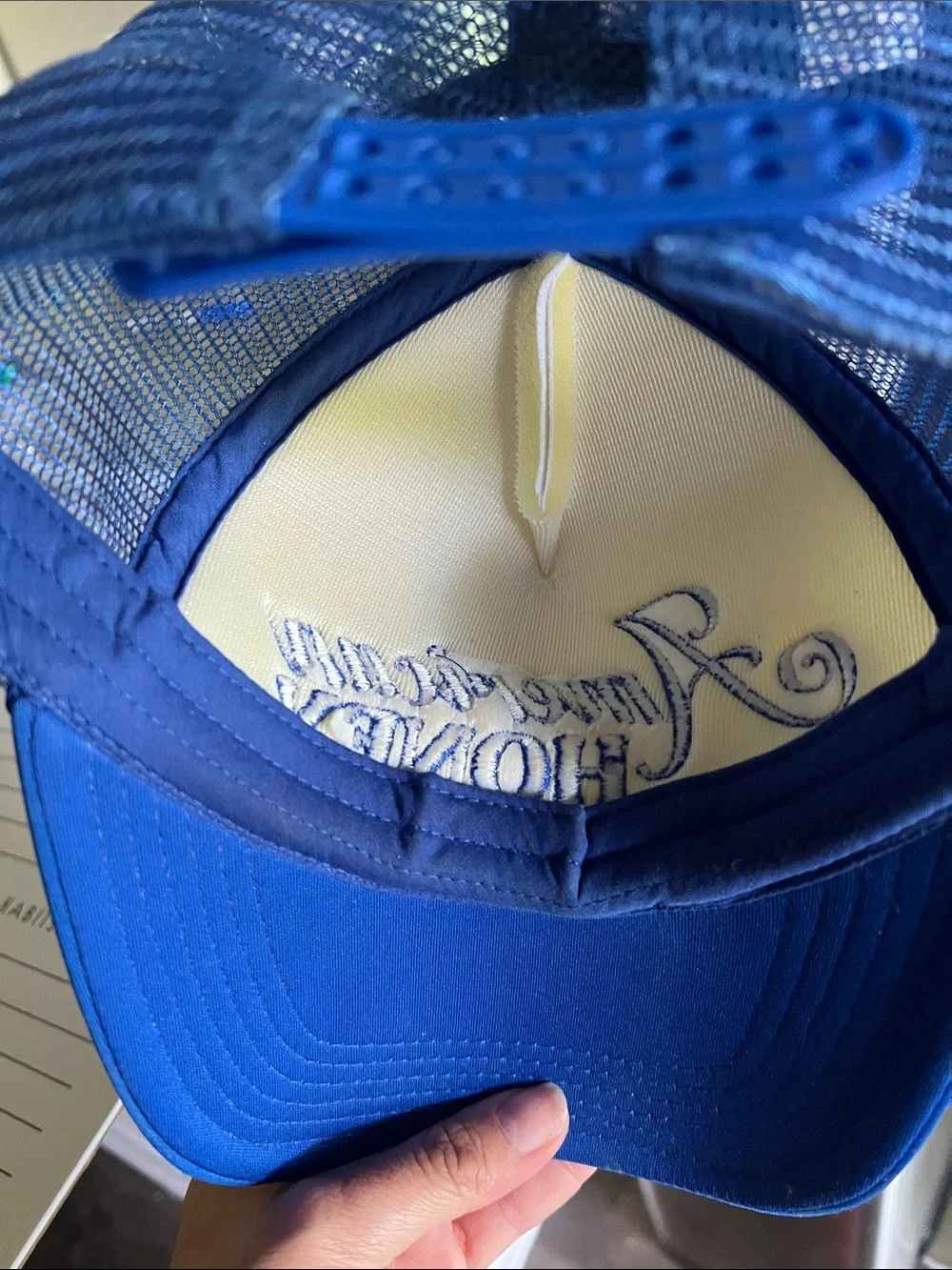 Blue and White Mesh Trucker Hat